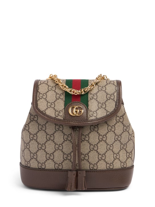 Gucci: Mini Ophidia canvas backpack - Beige/Marrone - women_0 | Luisa Via Roma
