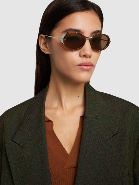 Max Mara: Selma round metal sunglasses - Brown/Dark Brow - women_1 | Luisa Via Roma