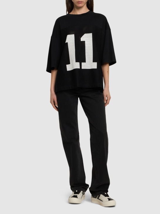 Lanvin: Printed jersey baseball t-shirt - Black - women_1 | Luisa Via Roma
