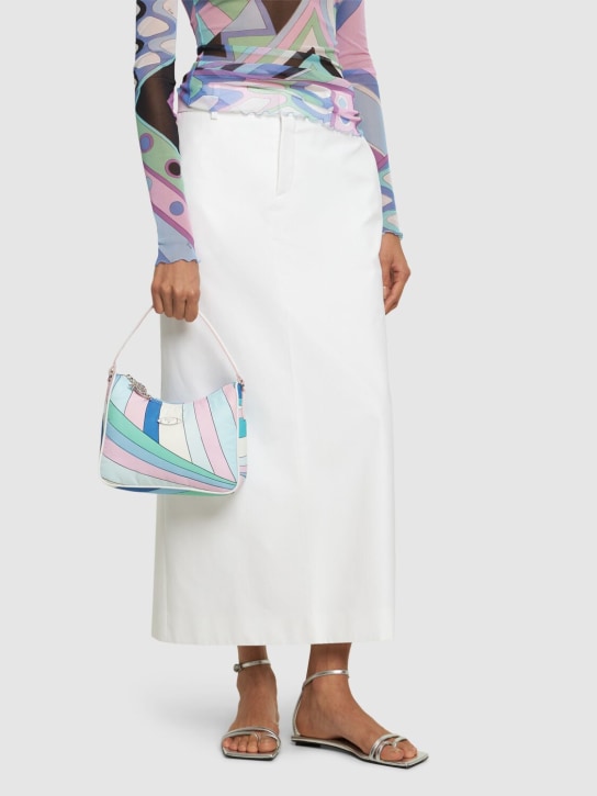Pucci: Sac porté épaule en nylon imprimé - Light Blue/White - women_1 | Luisa Via Roma