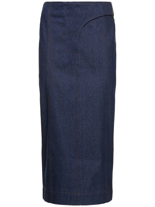 Jacquemus: La Jupe De-Nimes Obra denim skirt - Dark Blue - women_0 | Luisa Via Roma