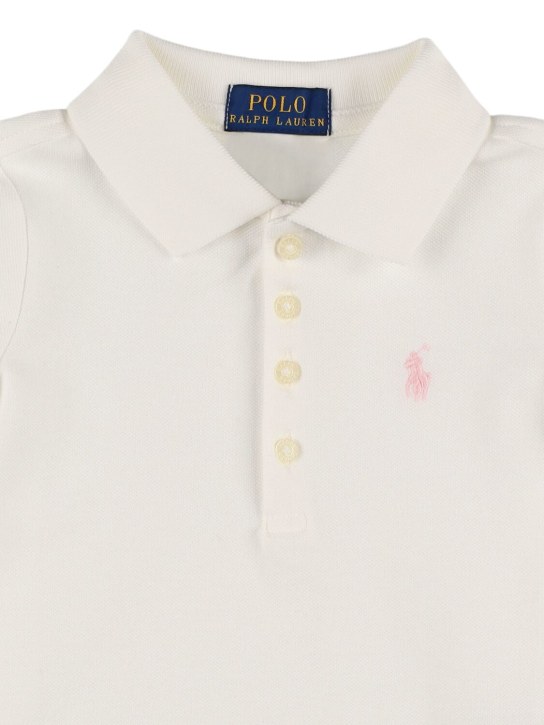 Ralph Lauren: Polo en piqué de coton à logo brodé - Blanc - kids-girls_1 | Luisa Via Roma