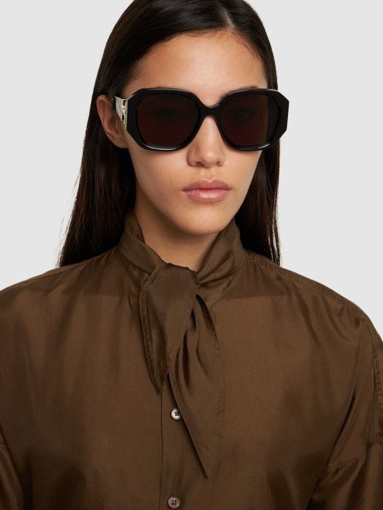 Chloé: Marcie squared bio-acetate sunglasses - Black/Brown - women_1 | Luisa Via Roma
