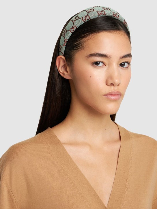 Gucci: GG canvas headband - Azure/Brown - women_1 | Luisa Via Roma