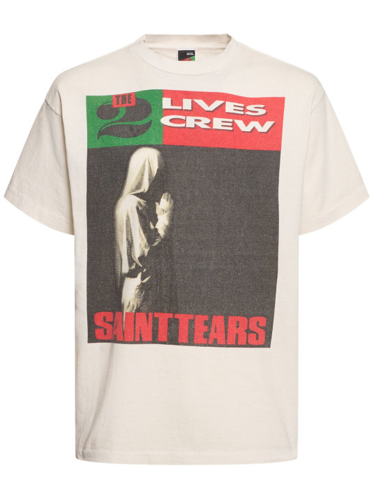 Saint Michael: Denim Tears X Saint MX6 Lives t-shirt - White - men_0 | Luisa Via Roma