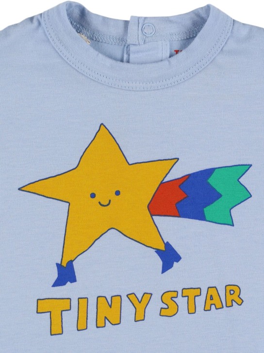 Tiny Cottons: Star print organic cotton t-shirt - Light Blue - kids-boys_1 | Luisa Via Roma