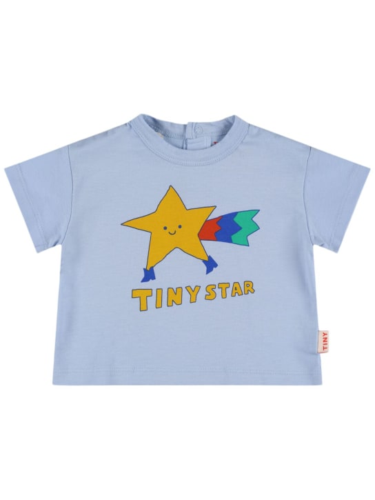 Tiny Cottons: Camiseta de algodón orgánico con estampado - Azul Claro - kids-boys_0 | Luisa Via Roma