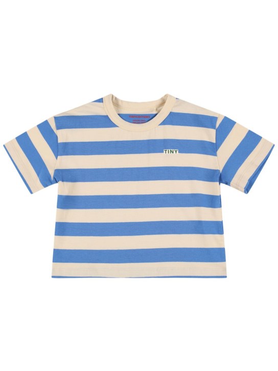 Tiny Cottons: Striped Pima 코튼 티셔츠 - 블루/베이지 - kids-boys_0 | Luisa Via Roma