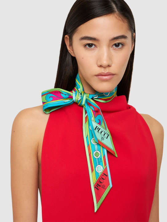 Pucci: Pañuelo de seda estampado - Turquoise/Fuchsia - women_1 | Luisa Via Roma