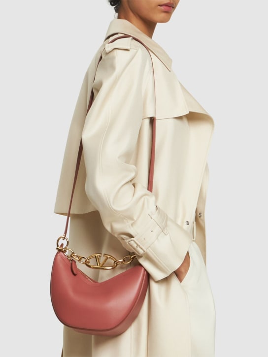 Valentino Garavani: Mini Vlogo Moon leather top handle bag - Rose Brown - women_1 | Luisa Via Roma