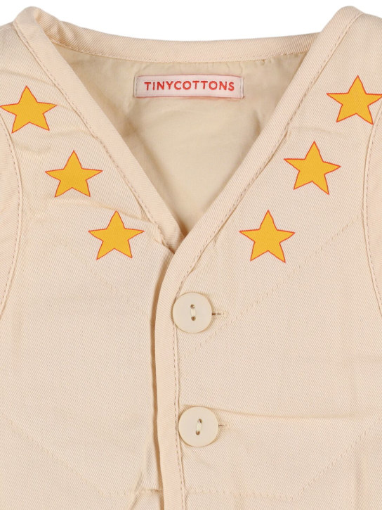 Tiny Cottons: Padded cotton vest - Beige - kids-girls_1 | Luisa Via Roma