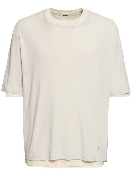 Jil Sander: Mehrschichtiges T-Shirt aus Baumwolljersey - Polar - men_0 | Luisa Via Roma