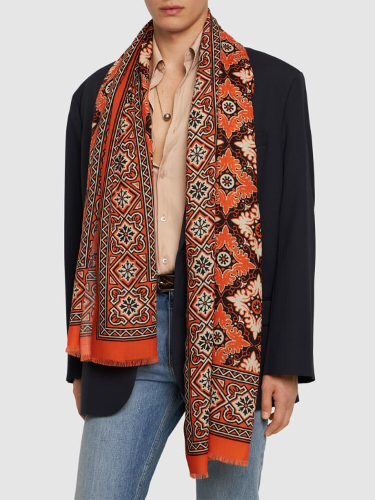 Etro: Wool scarf - Orange - men_1 | Luisa Via Roma