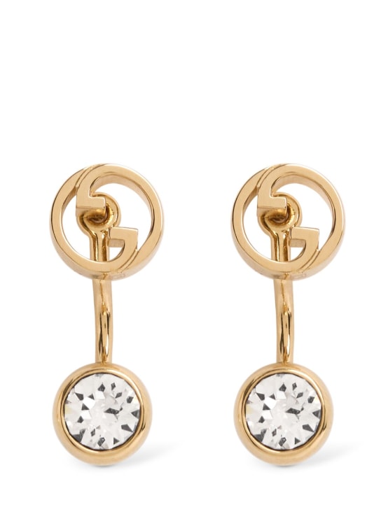 Gucci: Gucci Blondie embellished brass earrings - Gold/Crystal - women_0 | Luisa Via Roma