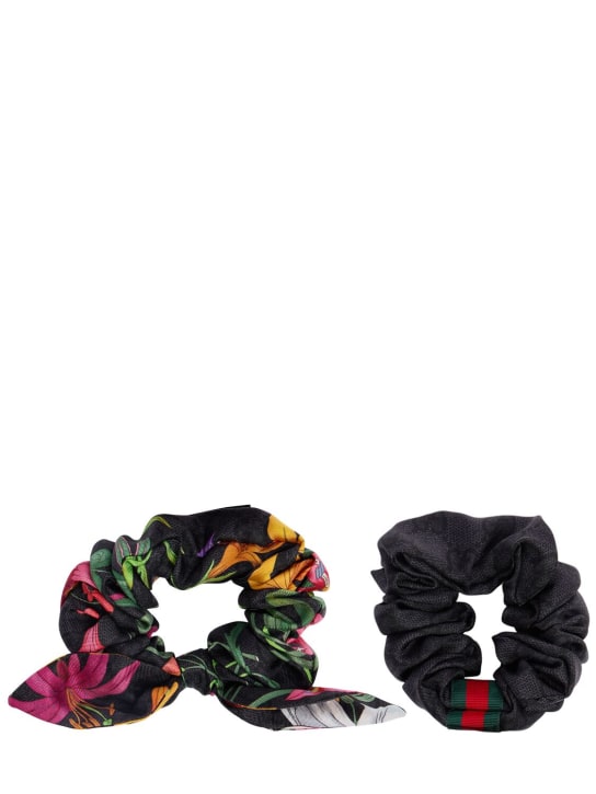 Gucci: Set of 2 silk GG scrunchies - Black - women_0 | Luisa Via Roma
