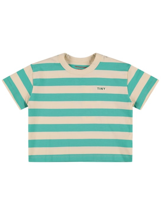 Tiny Cottons: T-shirt in cotone Pima - Verde/Beige - kids-boys_0 | Luisa Via Roma