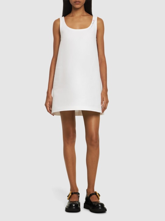 Marni: Cotton cady logo mini dress - White - women_1 | Luisa Via Roma