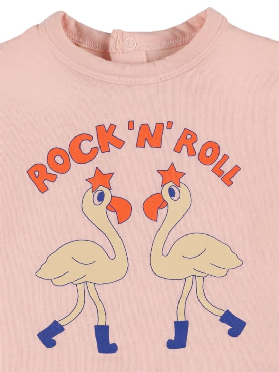 Tiny Cottons: Flamingo print organic cotton t-shirt - Light Pink - kids-girls_1 | Luisa Via Roma