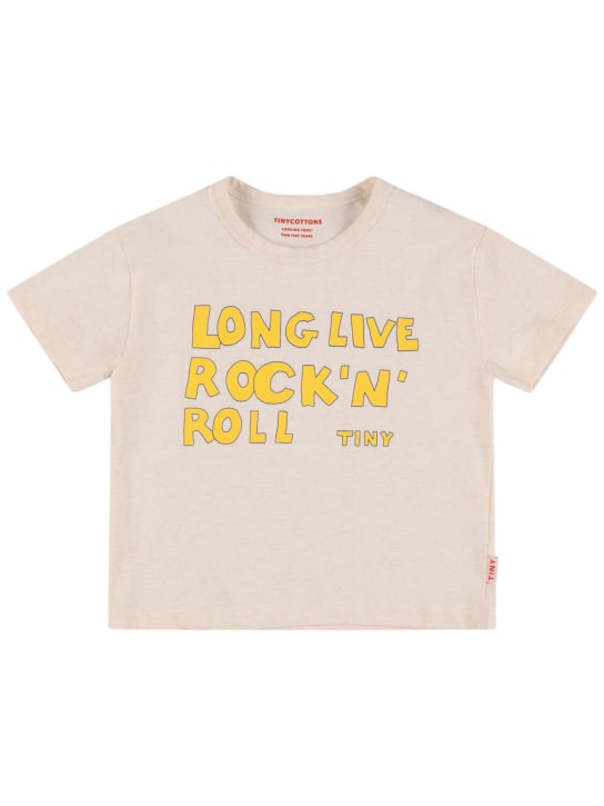Tiny Cottons: T-shirt en coton mélangé imprimé - Beige - kids-boys_0 | Luisa Via Roma