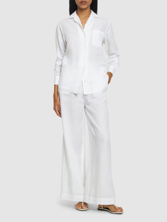 Loro Piana: André Solaire long sleeve linen shirt - Off White - women_1 | Luisa Via Roma