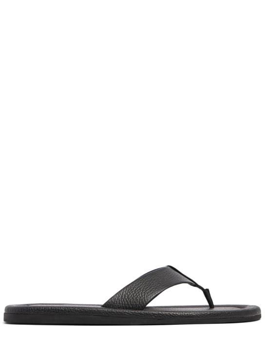 Proenza Schouler: 5mm Cooper leather flip flop sandals - Black - women_0 | Luisa Via Roma