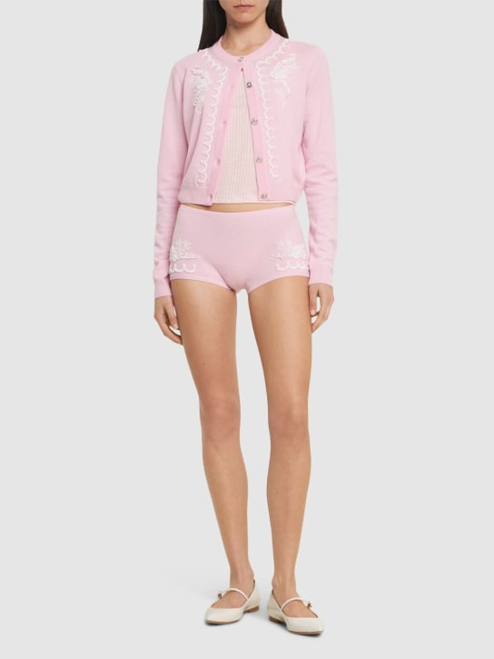 Versace: Embroidered knit shorts - Pink - women_1 | Luisa Via Roma