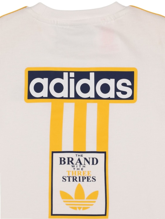 adidas Originals: T-shirt e shorts 3-Stripes in cotone - Bianco/Blu - kids-boys_1 | Luisa Via Roma