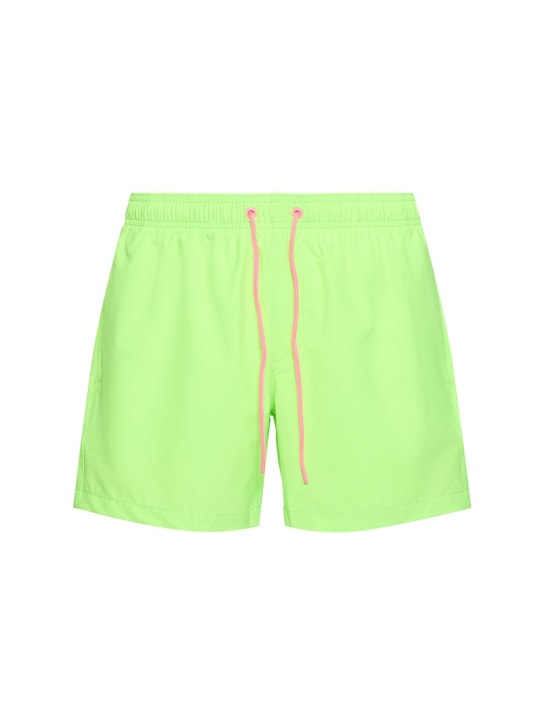 SUNDEK: Stretch waist quick dry swim shorts - Neon Green - men_0 | Luisa Via Roma