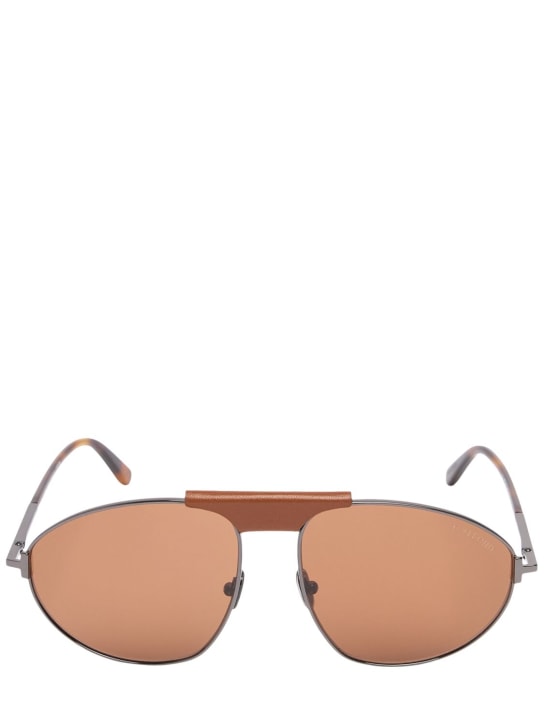 Tom Ford: Ken oversize metal sunglasses - Black/Brown - women_0 | Luisa Via Roma