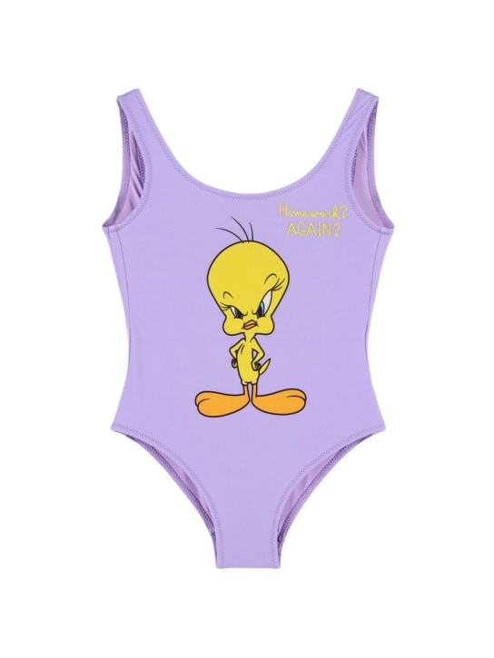 Mc2 Saint Barth: Tweety one piece swimsuit - Light Purple - kids-girls_0 | Luisa Via Roma