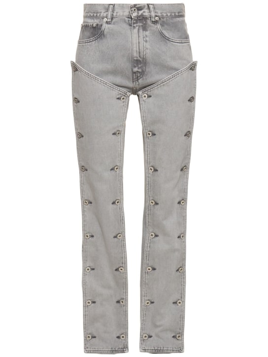 Y/PROJECT: Detachable panel midrise straight jeans - Light Grey - women_0 | Luisa Via Roma