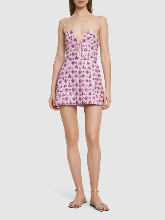 Des Phemmes: Embellished cotton satin mini dress - Multi Lilac - women_1 | Luisa Via Roma