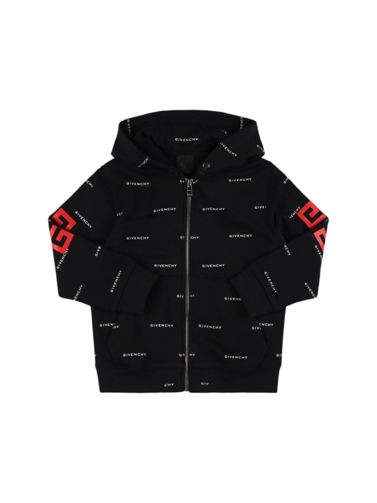 Givenchy: Cotton fleece hoodie - Black - kids-boys_0 | Luisa Via Roma