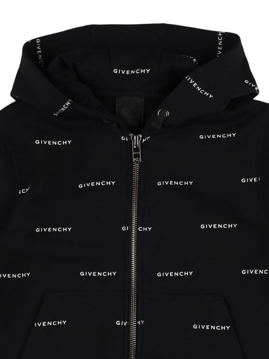 Givenchy: Cotton fleece hoodie - Black - kids-boys_1 | Luisa Via Roma