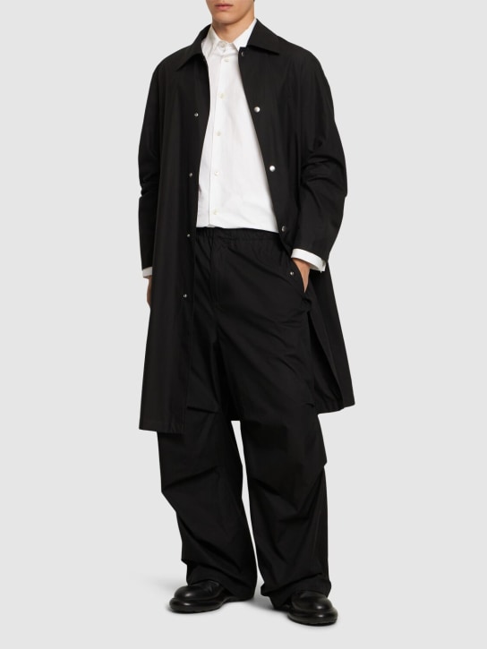 Jil Sander: Trousers 5洗水棉质宽松裤子 - 黑色 - men_1 | Luisa Via Roma