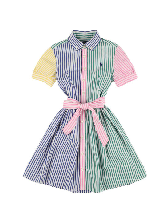 Ralph Lauren: Vestido camisero de popelina con cinturón - Multicolor - kids-girls_0 | Luisa Via Roma