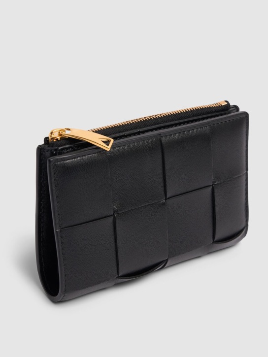 Bottega Veneta: Medium Cassette bi-fold wallet - Black - women_1 | Luisa Via Roma