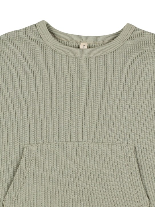 Quincy Mae: Organic cotton sweatshirt & sweatpants - Light Green - kids-boys_1 | Luisa Via Roma