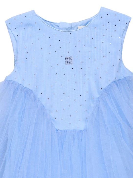 Givenchy: Robe en mesh embelli - Bleu Clair - kids-girls_1 | Luisa Via Roma