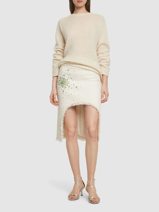 Des Phemmes: Tweed rounded edge mini skirt - White - women_1 | Luisa Via Roma