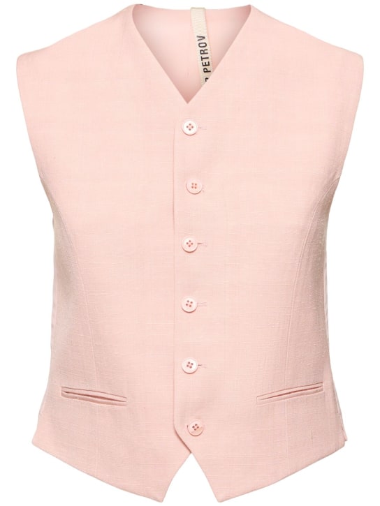 Petar Petrov: Silk & hemp tailored vest - Light Pink - women_0 | Luisa Via Roma