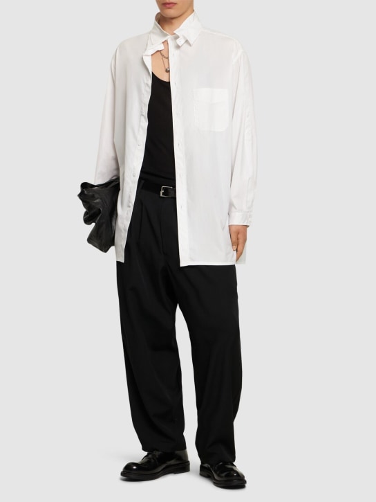 Yohji Yamamoto: A-链针3层棉质衬衫 - 白色 - men_1 | Luisa Via Roma