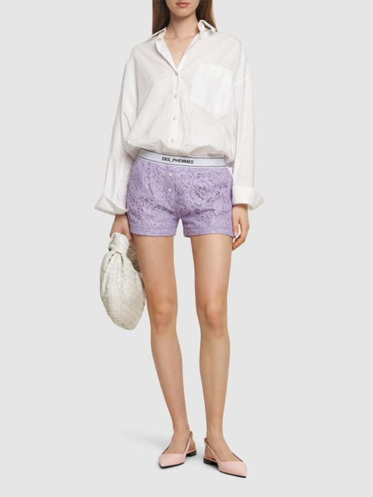 Des Phemmes: Macramé lace shorts - Lilac - women_1 | Luisa Via Roma