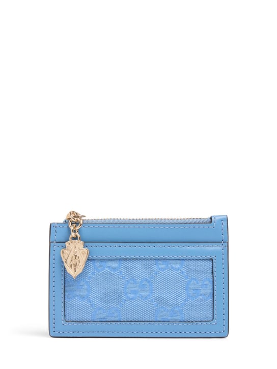 Gucci: Luce leather & GG canvas wallet - Mindful Azure - women_0 | Luisa Via Roma