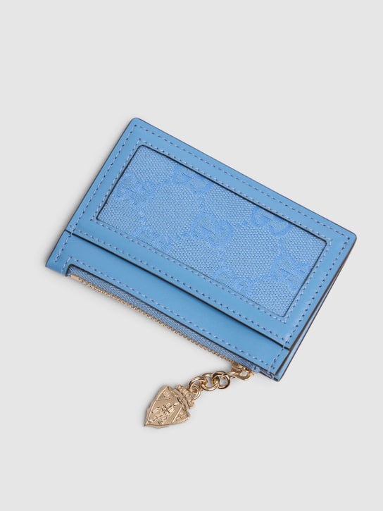 Gucci: Luce leather & GG canvas wallet - Mindful Azure - women_1 | Luisa Via Roma