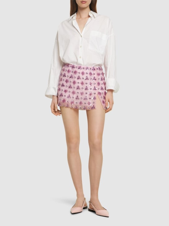 Des Phemmes: Embellished organza mini skirt - Multi Lilac - women_1 | Luisa Via Roma