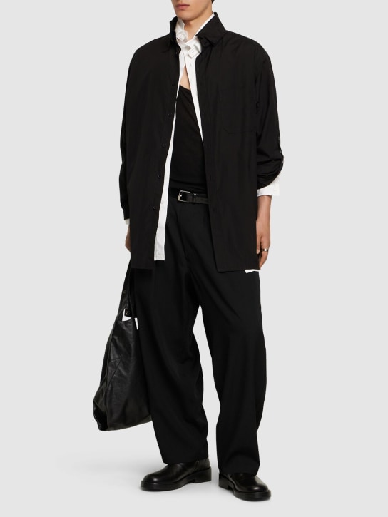 Yohji Yamamoto: Pantalones de gabardina de lana - Negro - men_1 | Luisa Via Roma