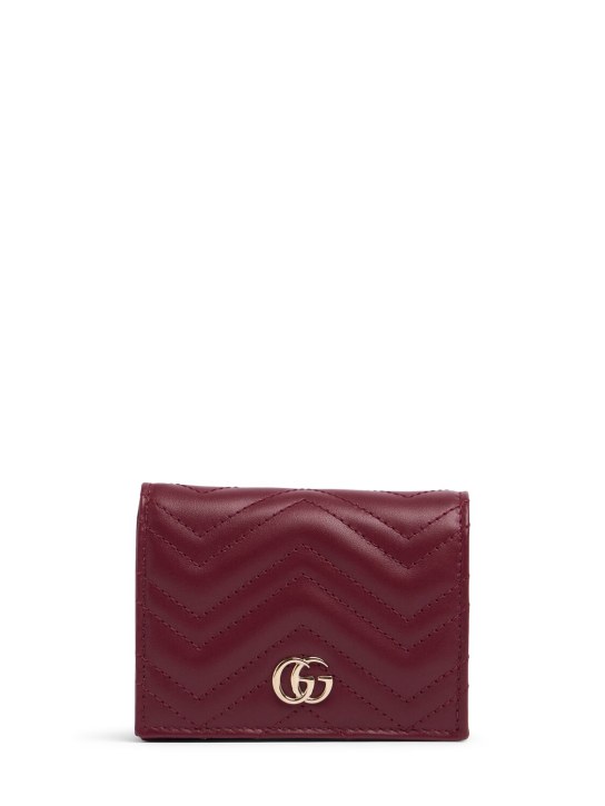 Gucci: Porte-cartes en cuir GG Marmont - Rosso Ancora - women_0 | Luisa Via Roma