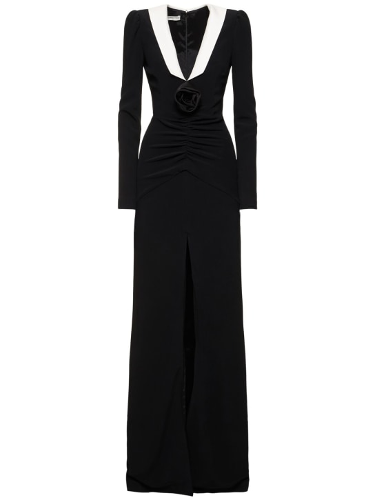 Alessandra Rich: Cady evening dress w/ rose - Black - women_0 | Luisa Via Roma