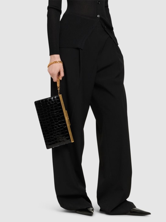 Tom Ford: The Lux shiny croc embossed leather bag - Black - women_1 | Luisa Via Roma